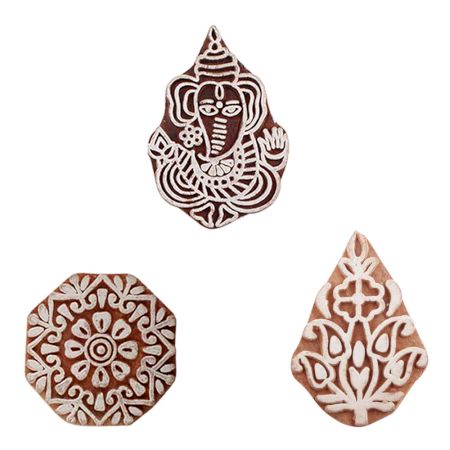 Set of 3 Piece New Mix Wooden Printing Blocks